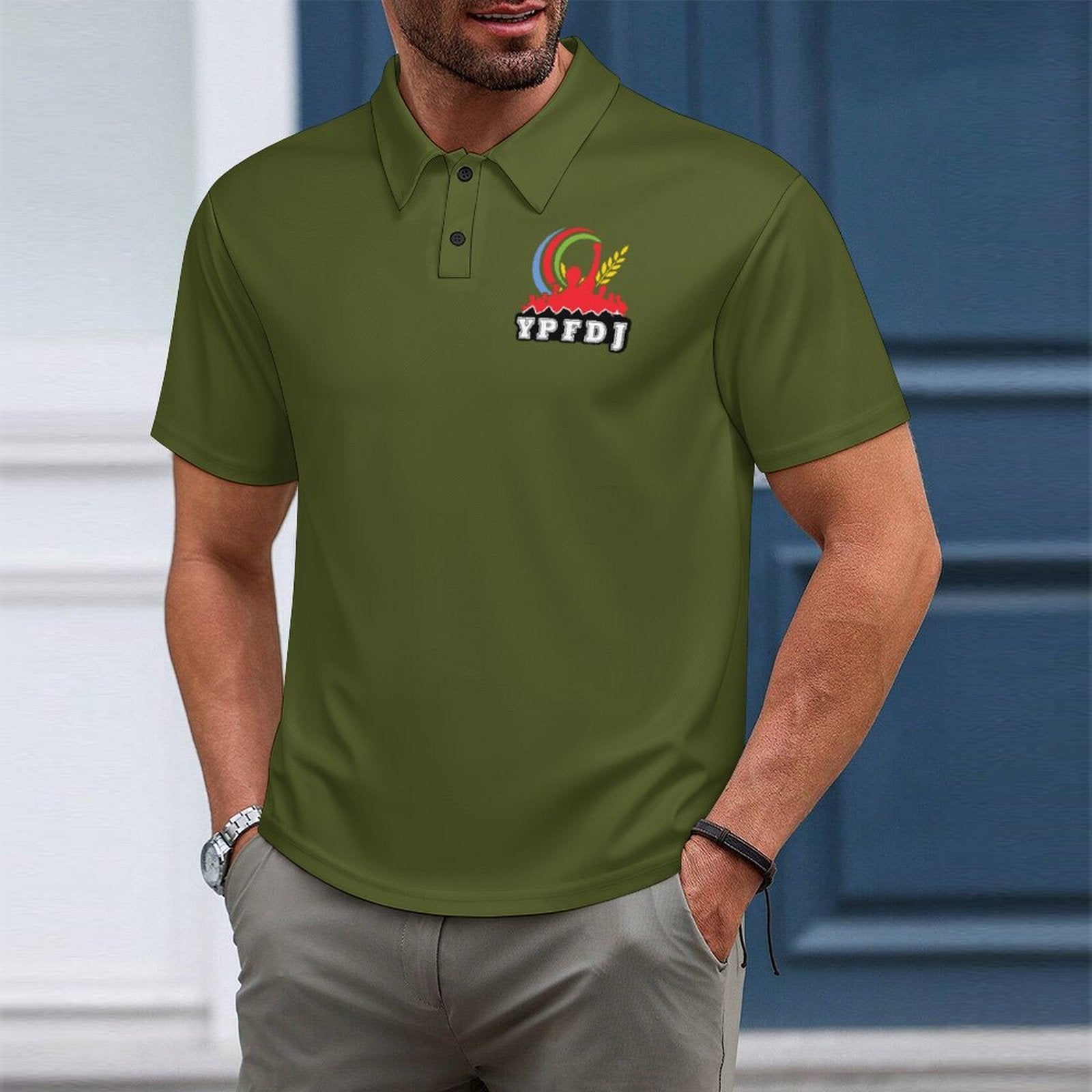 Shoulder buttoned polo shirt Men‘s POLO Shirt - Natna Shop