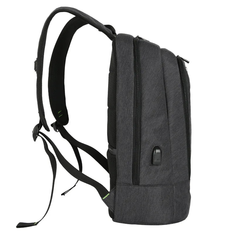 side profile of solar charging backpack for 15-inch laptop Black