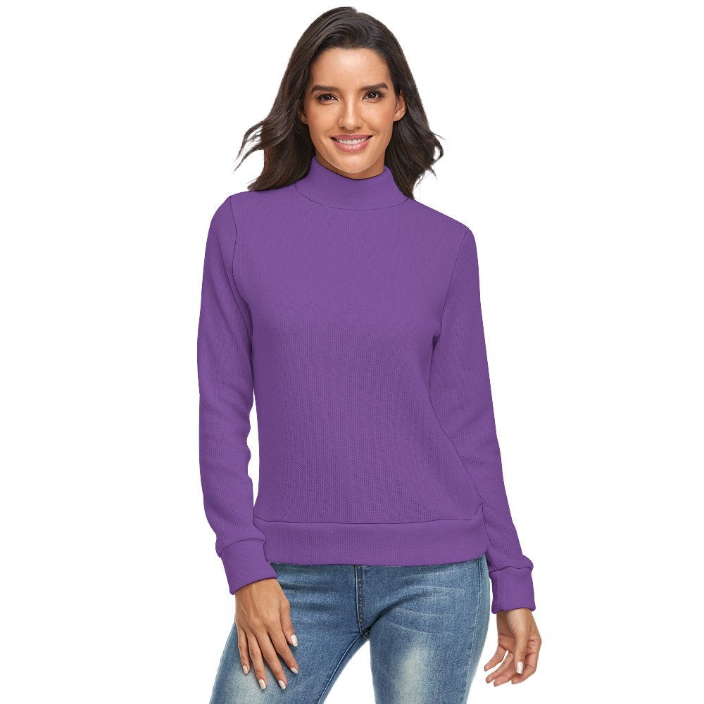 Women's High Neck Sweater Black White Pink Green Purple Blue