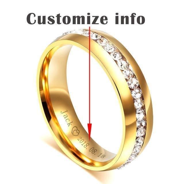 Vnox Gold-color Wedding Bands Ring for Women Men Jewelry 6mm Stainless Steel Engagement Ring US Size 5 to 13 Anniversary Gift - Natna Shop