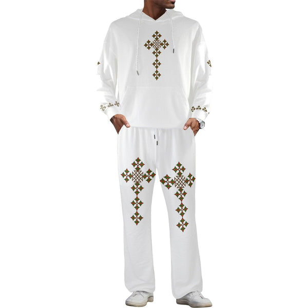 Tracksuit Set Men's Streetwear Flared Tracksuit Cross