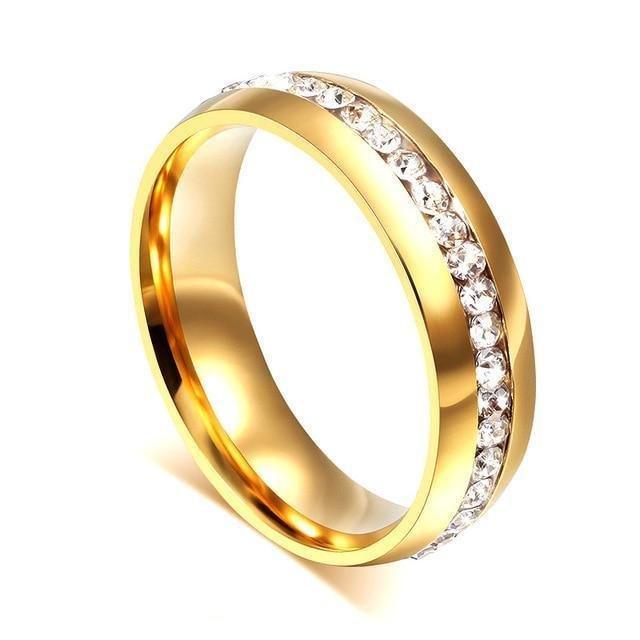 Vnox Gold-color Wedding Bands Ring for Women Men Jewelry 6mm Stainless Steel Engagement Ring US Size 5 to 13 Anniversary Gift - Natna Shop
