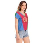 T-Shirt Eritrean Flag Batwing Sleeve V-Neck Top Chiffon - Natna Shop