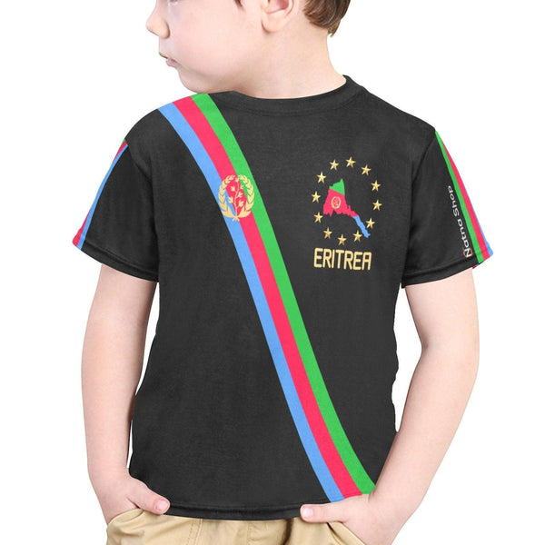 Eritrean Proud Kid T-Shirt Little Boys' All Over Print Crew Neck Black