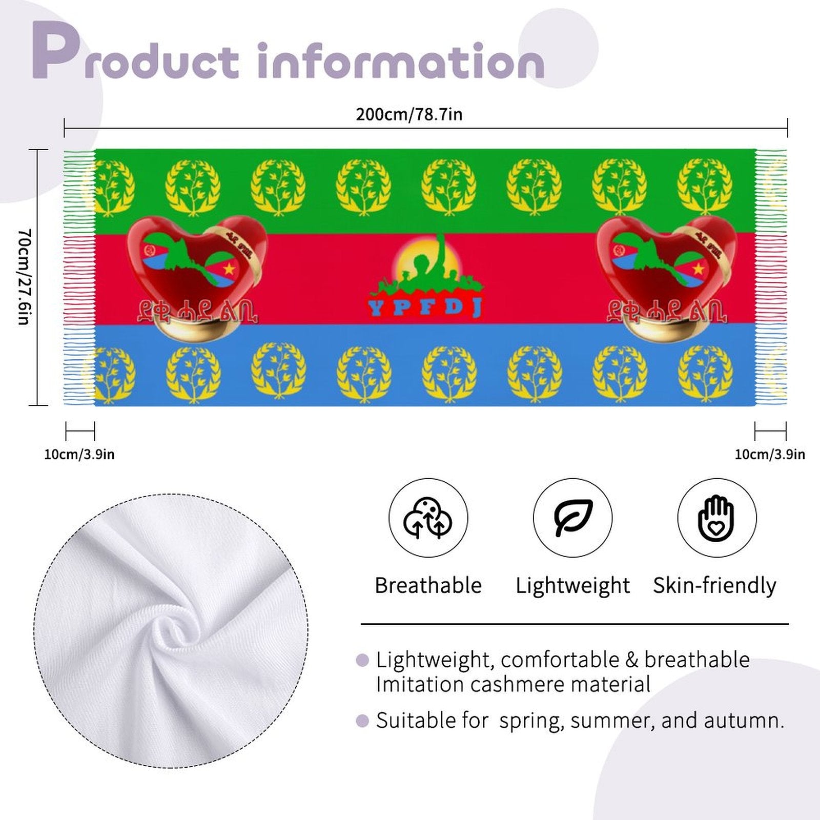 Eritrean Flag Proud Tassel scarf Tassel Scarf
