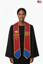 Eritrean graduation stole worn with black graduation gown