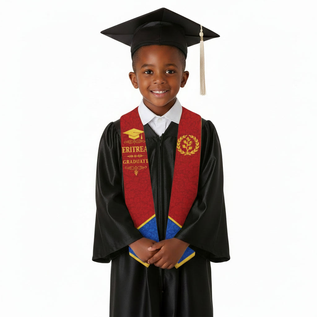 Eritrean kids graduation stole worn with black graduation gown