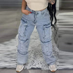 Glitzernde High-Waist-Rhinestone-Jeans für Damen