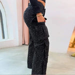Glitzernde High-Waist-Rhinestone-Jeans für Damen