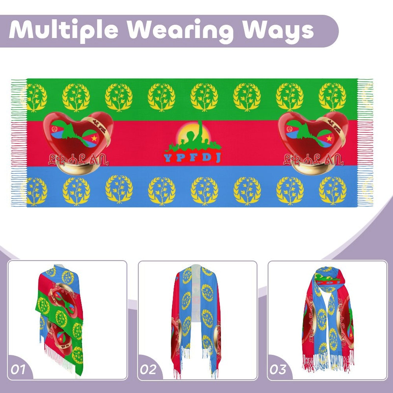 Eritrean Flag Proud Tassel scarf Tassel Scarf
