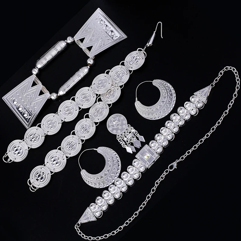ሰርጎ ቢሌን Sergo Bilen Full Set Women’s Bridal Jewelry – 5pcs Classic Copper Alloy Set (Gold/Silver) - Natna Shop