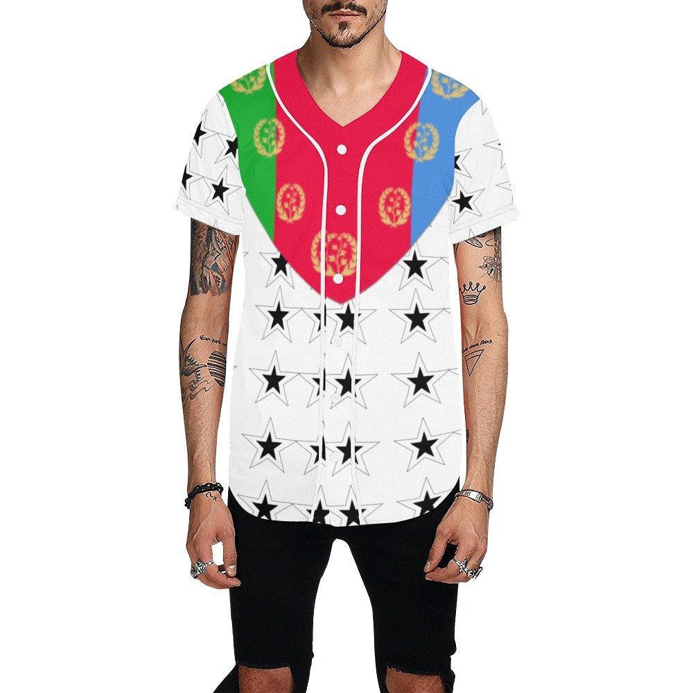 Shirts Mens Eritrean flag star v-neck  Baseball Jersey - Natna Shop