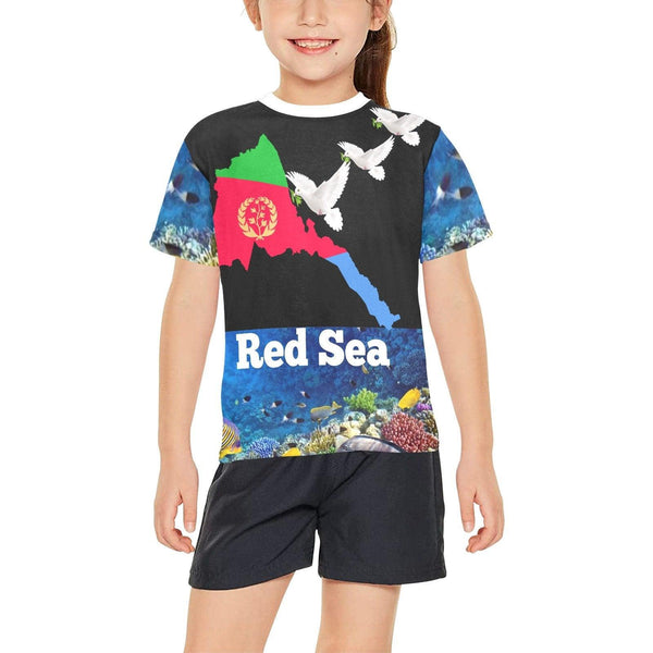 Eritrean red sea t-shirt for kids Crew Neck
