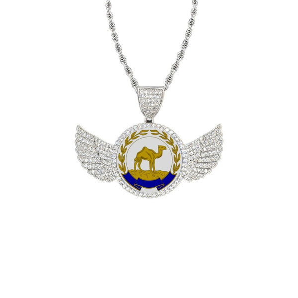 Eritrean Camel Wings Silver Pendant with Rope Chain