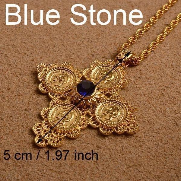 Ethiopian Coin Cross Pendant Necklaces For Women Gold Color Jewelry Eretrian Crosses African Ethnic Ornaments - Natna Shop