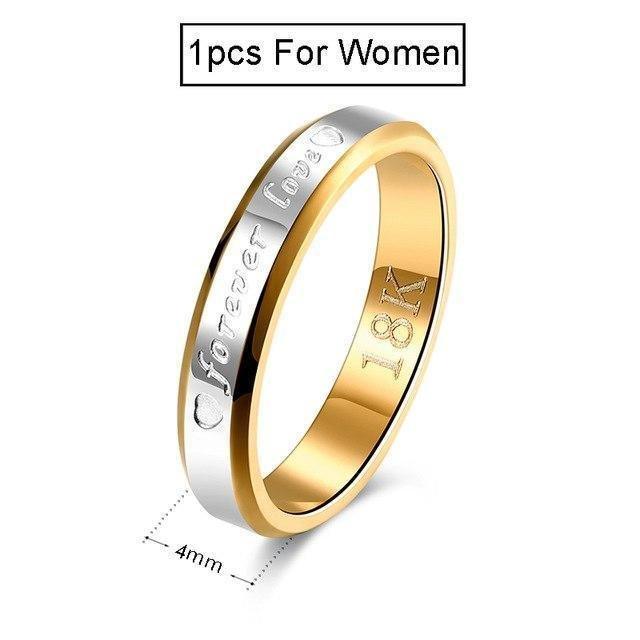 Wedding Couple Rings For Women & Men Engagement Stainless Steel Gold-color Forever Love Jewelry Fashion Ring Lover Gift No Fade - Natna Shop