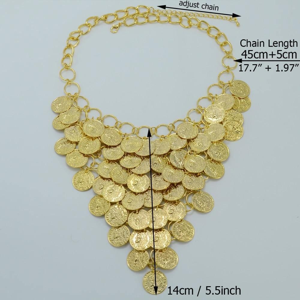 Ethiopian Necklace for Women Gold Color Coin Big Jewelry  Luck Gift - Natna Shop