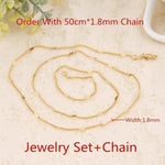 Jewelry Set Gold Color Crystal Necklace Pendant Earrings Ring Middle Easter Habesha Wedding Set - Natna Shop
