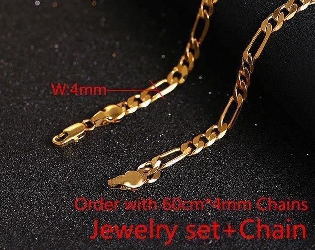 Jewelry Set Gold Color Crystal Necklace Pendant Earrings Ring Middle Easter Habesha Wedding Set - Natna Shop
