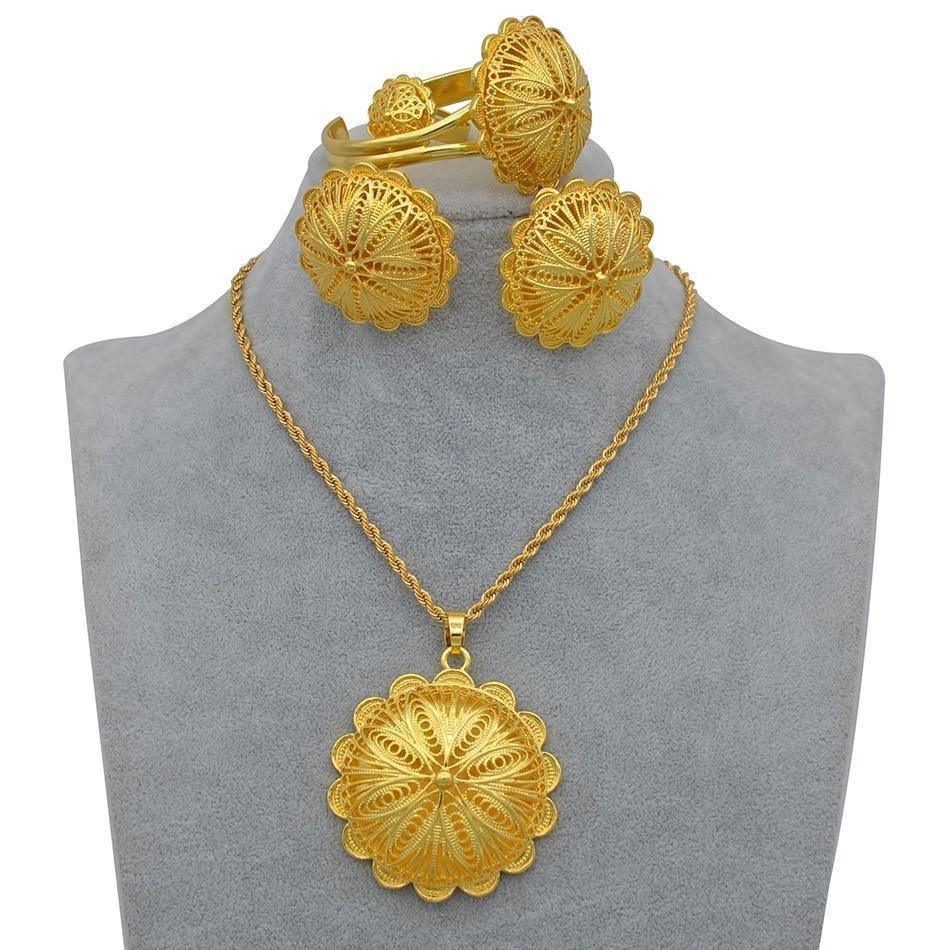 ናትና ሽልማት  Chain+Earring+Ring+Necklace  Set - Natna Shop