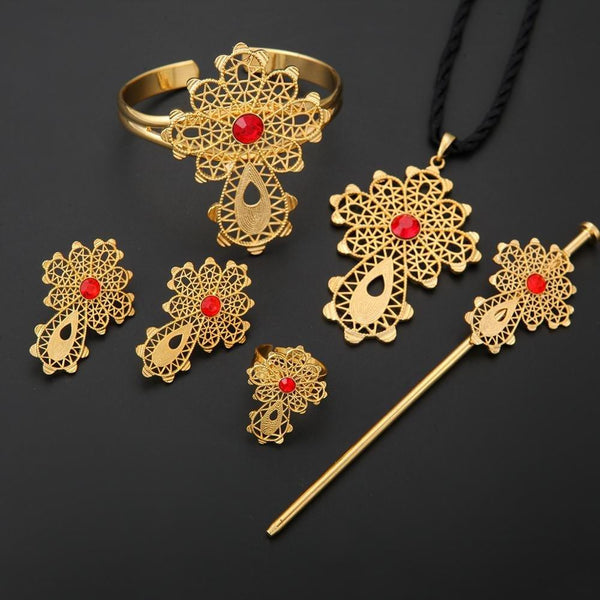 ወርቂ Eritrean Ethiopian 24k Gold Color Dubai Bridal Wedding Sets