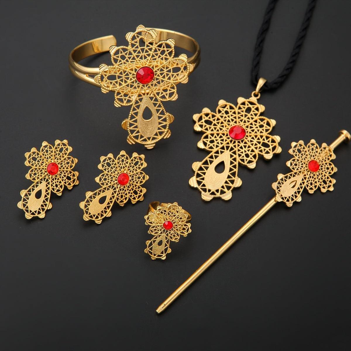 ወርቂ Eritrean Ethiopian 24k Gold Color Dubai Bridal Wedding Sets - Natna Shop