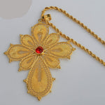 Ethiopian Big Cross Pendant Necklaces for Women Gold Color & Copper Eritrea Jewelry Africa - Natna Shop