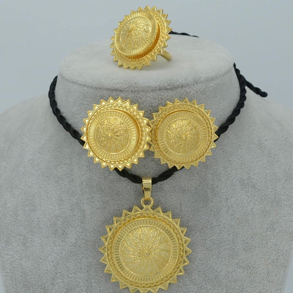 Ethiopian Wedding Habesha Jewelry Eritrea  Gold Color Set Pendant