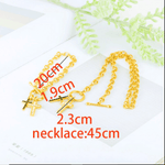 Gold Color Jewellery   Earring Cross Necklace Earring Women - Natna Shop