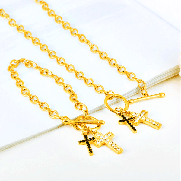 Gold Color Jewellery   Earring Cross Necklace Earring Women