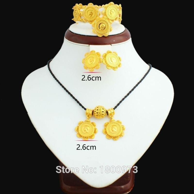 Gold Eritrean/ Ethiopian Coin Jewelry Sets 24K Gold Color African Habesha Bridal Wedding Jewelry Set - Natna Shop