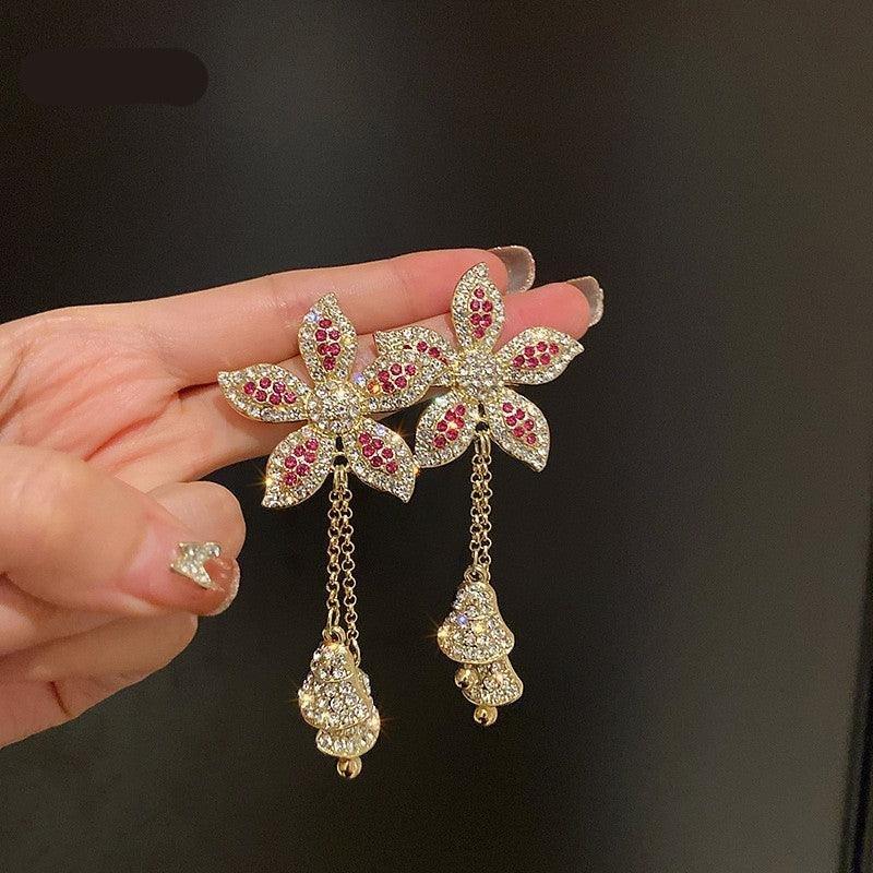 Golden Flower Crystal Earrings - Natna Shop