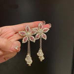 Golden Flower Crystal Earrings - Natna Shop