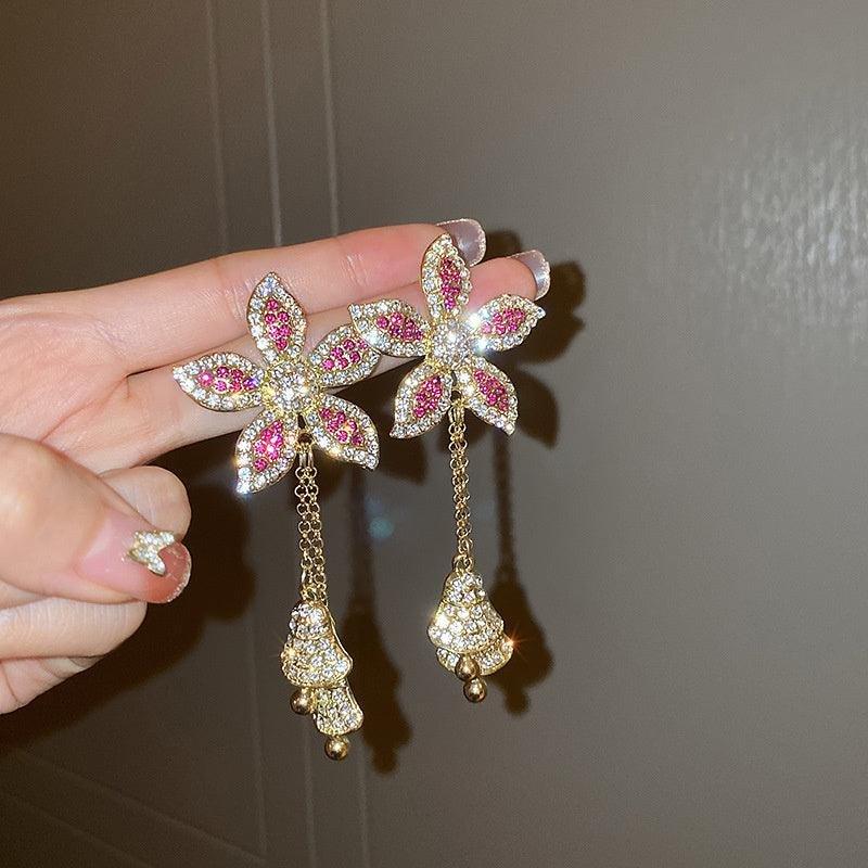 Golden Flower Crystal Earrings - Natna Shop