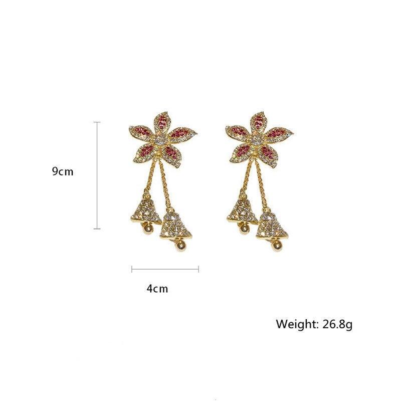 Golden Flower Crystal Earrings - Natna Shop