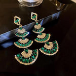Green Crystal Drop Earring - Natna Shop