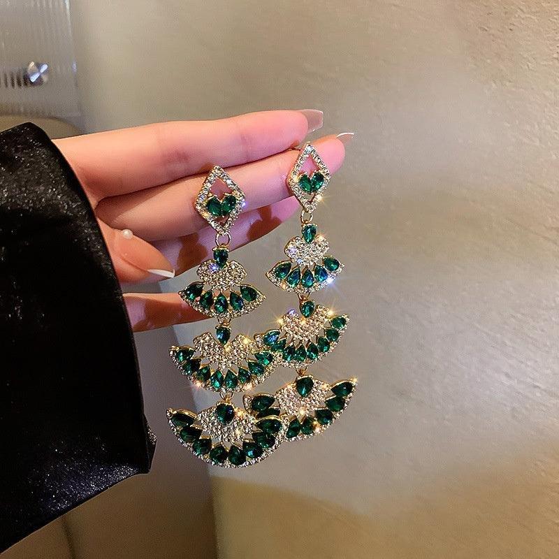 Green Crystal Drop Earring - Natna Shop