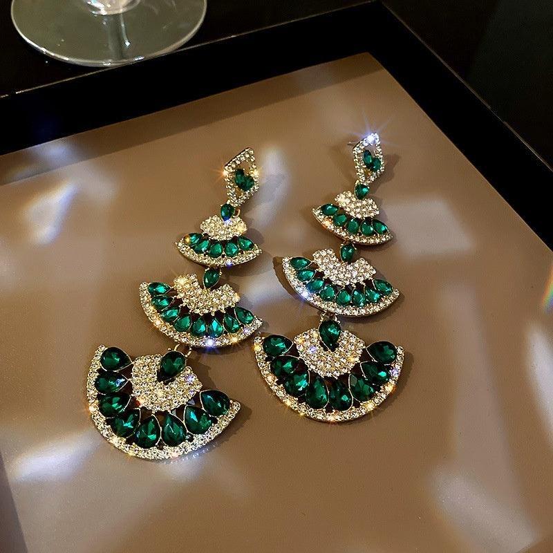 Green Crystal Drop Earring - Natna Shop