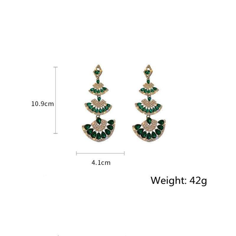 Green Crystal Drop Earring - Natna Shop