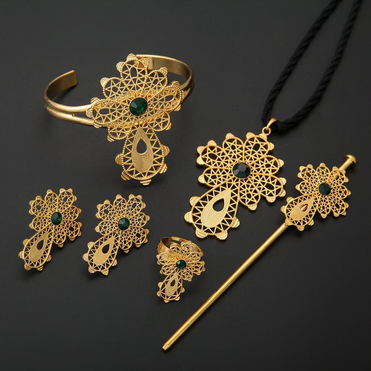 ወርቂ Eritrean Ethiopian 24k Gold Color Dubai Bridal Wedding Sets - Natna Shop