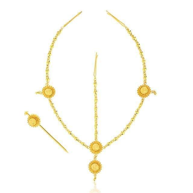 Traditional Nfho Ethiopian Bridal  Jewelry Sets Big Gold Color  hair jewelry Full set African jewelry for Eritrean - Natna Shop