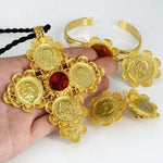 Jewelry sets Gold Color Big Coin Cross Pendant/Rope/Earrings/Ring/Bangle Habesha African Wedding - Natna Shop