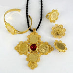 Jewelry sets Gold Color Big Coin Cross Pendant/Rope/Earrings/Ring/Bangle Habesha African Wedding - Natna Shop