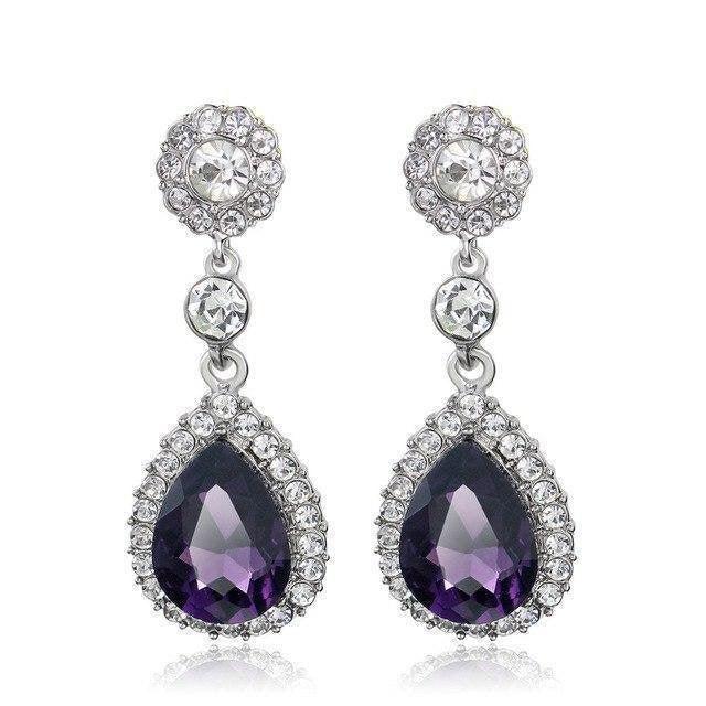 Water Drop Crystal Earrings Eardro - Natna Shop