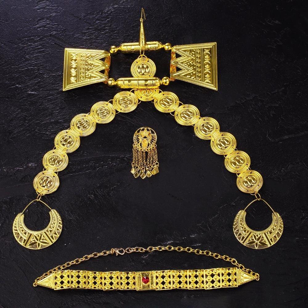 ሰርጎ ቢሌን Sergo Bilen Full Set Earring Neck Hair accessories gold plated jewellery eritrean ethiopian natnashop - Natna Shop