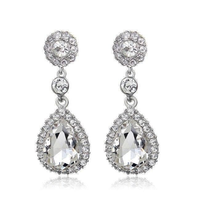 Water Drop Crystal Earrings Eardro - Natna Shop