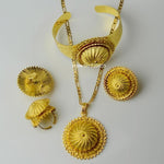Big Ethiopian Chain Necklace Pendant Earring Ring Bangle Set Jewelry Gold Color African Eritrea Wedding Women - Natna Shop
