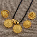 Ethiopian set Jewelry Pendant Rope Earring Ring Gold Color Eritrea Africa Wedding Engagement sets Habesha - Natna Shop