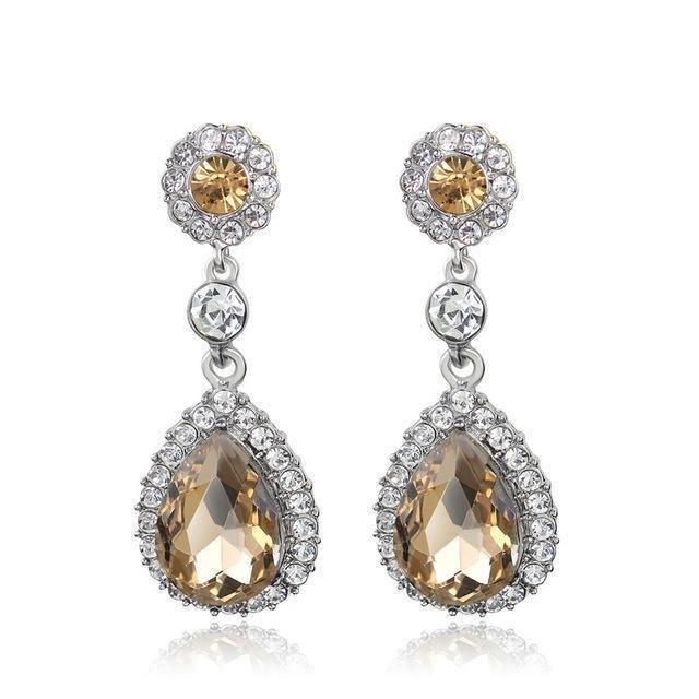 Water Drop Crystal Earrings Eardro - Natna Shop
