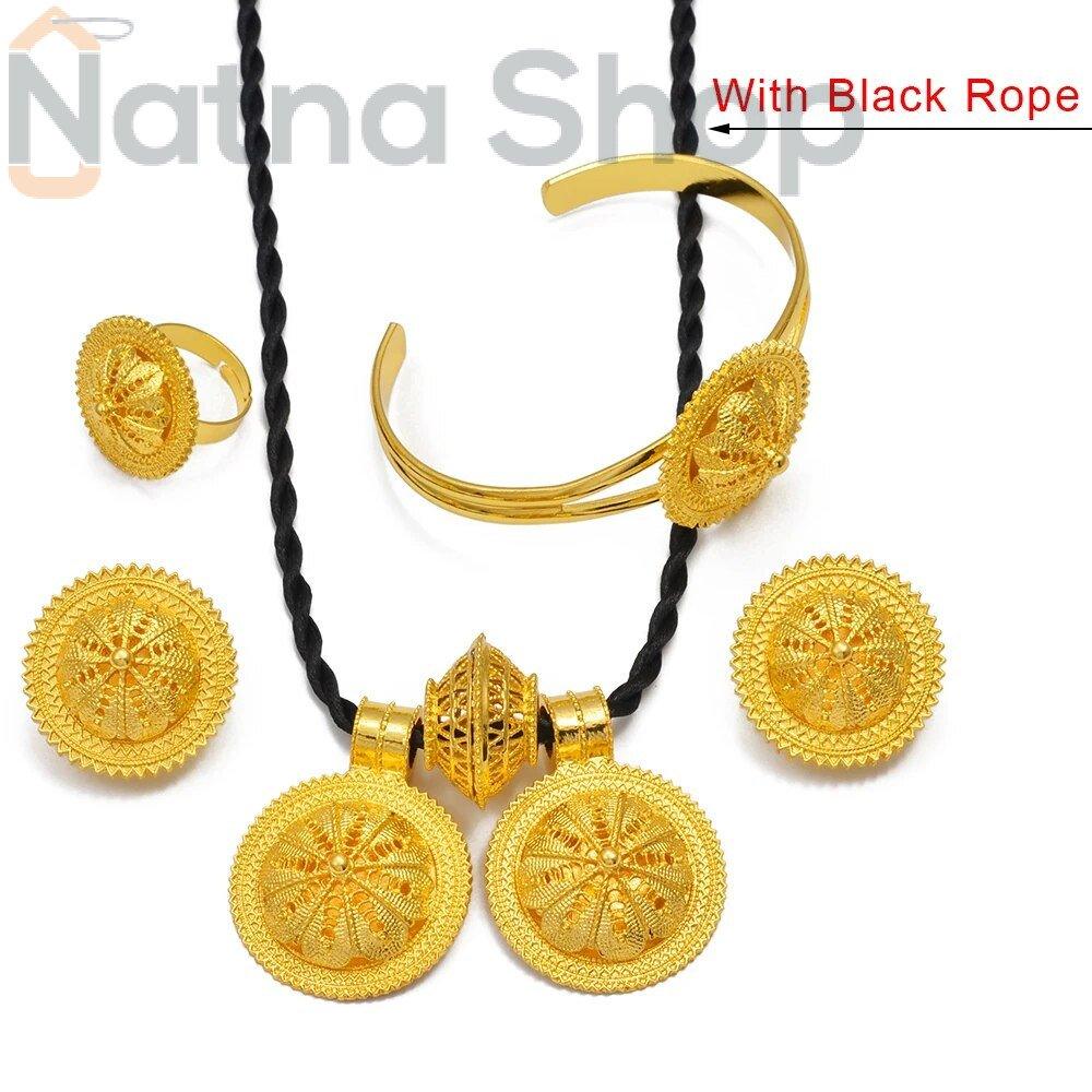 ዋልታ Walta Full Set gold  plated jewellery Earring Necklace Bracelet Ring eritrean ethiopian natnashop - Natna Shop